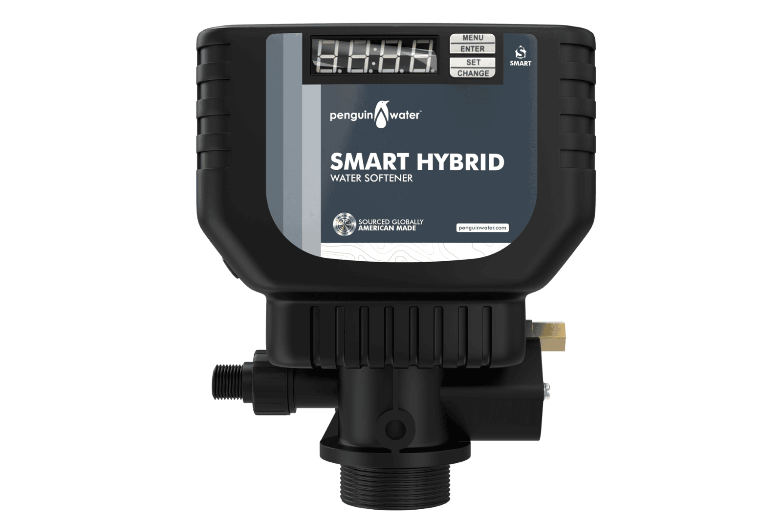Penguin Smart Hybrid Water Softener control valve, front view